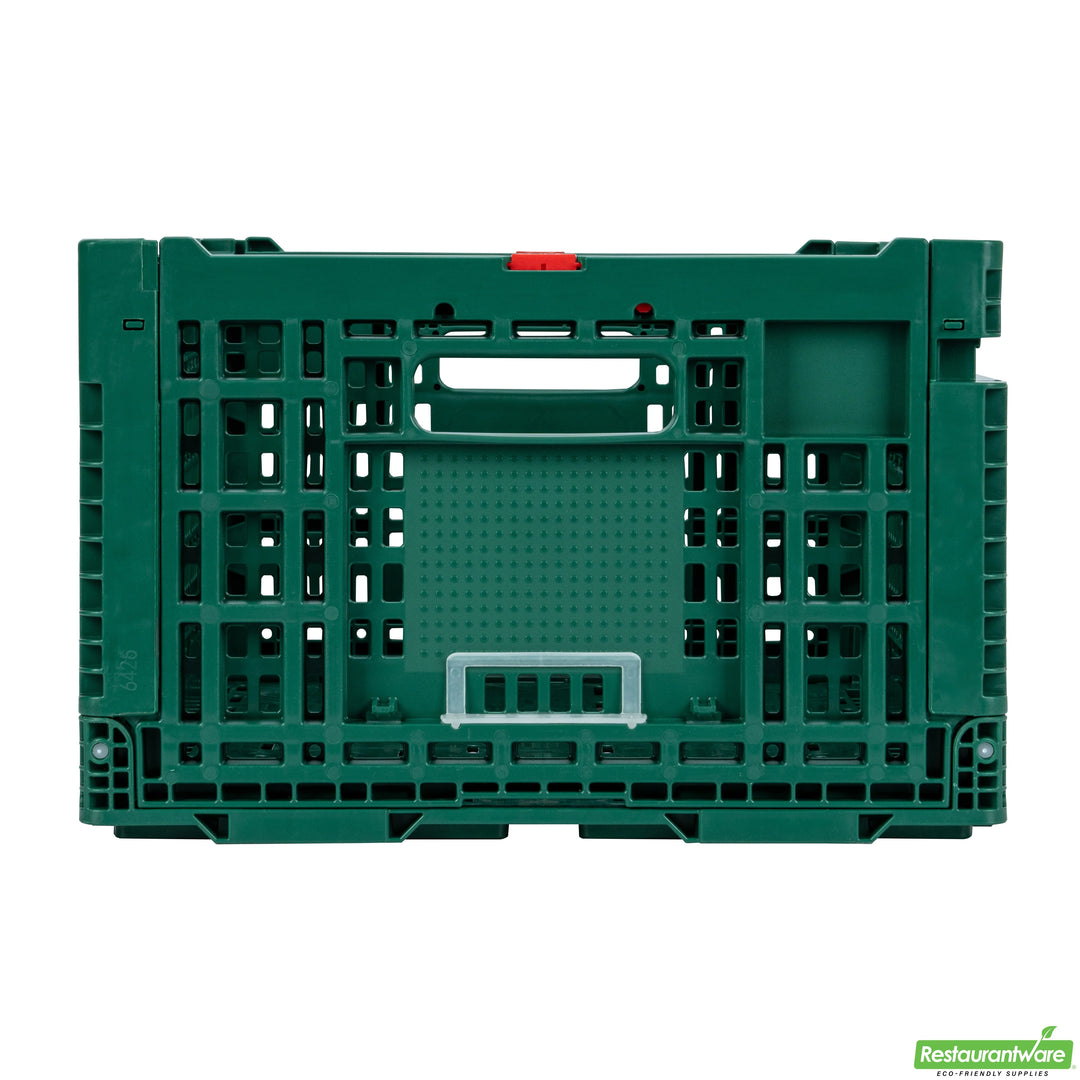 Restaurantware Cater Tek 43 Liter Green Rectangular Milk Crate, Stackable, Collapsible - Restaurant Equipment and Smallwares - Canadian Distribution - Ships Free Within Canada on Orders Above CAD $199