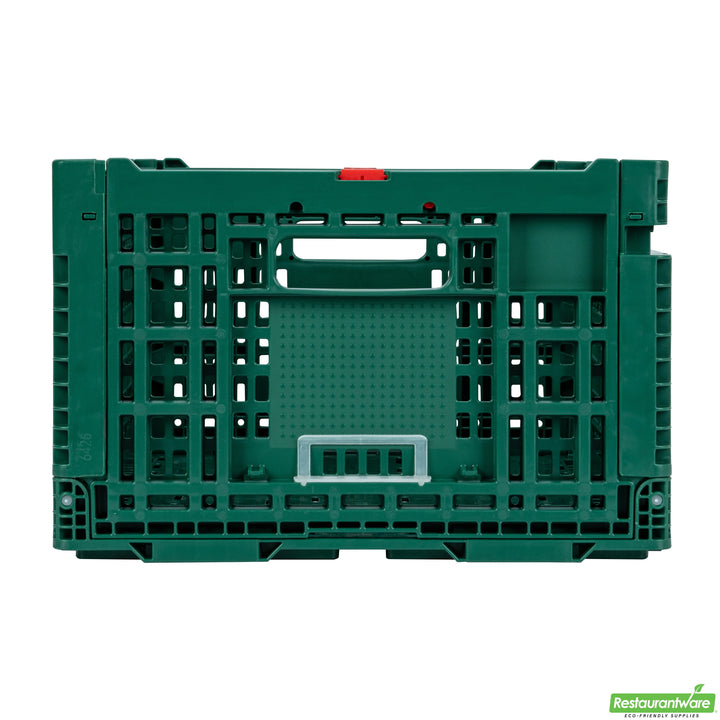 Restaurantware Cater Tek 43 Liter Green Rectangular Milk Crate, Stackable, Collapsible - Restaurant Equipment and Smallwares - Canadian Distribution - Ships Free Within Canada on Orders Above CAD $199