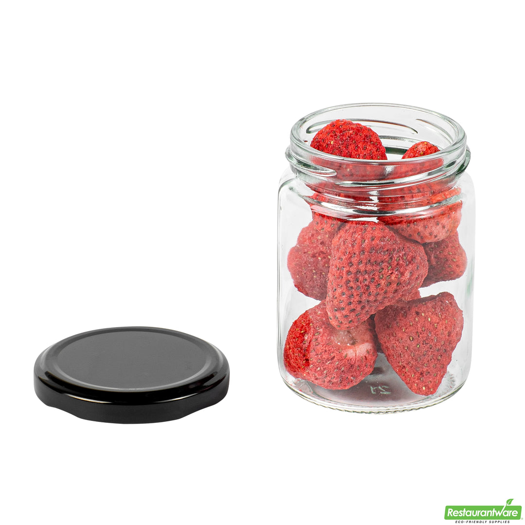 Restaurantware Vetri 8 Ounce Storage Jars, Glass, includes Black Metal Lid - Restaurant Equipment and Smallwares - Canadian Distribution - Ships Free Within Canada on Orders Above CAD $199