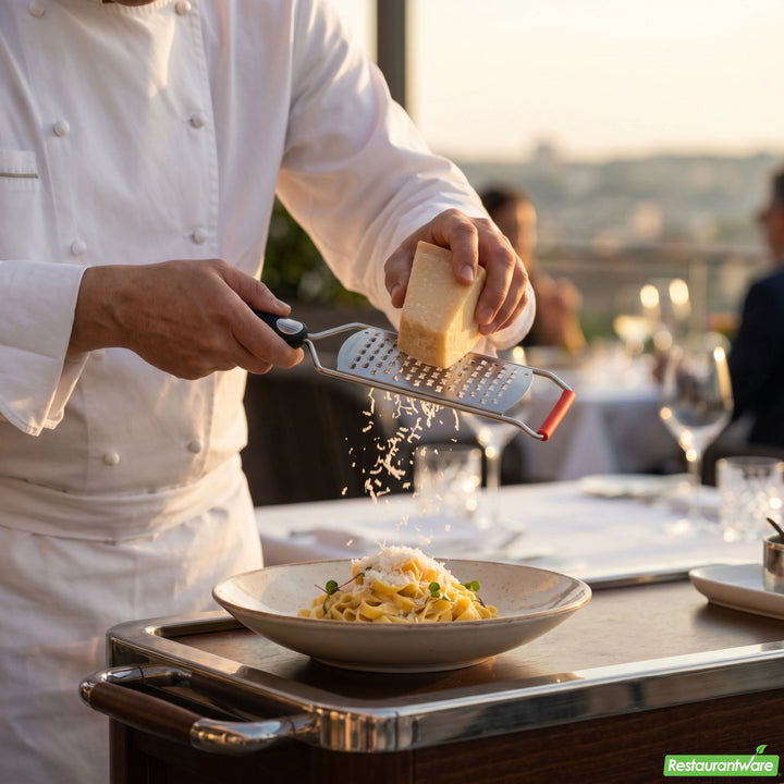 Restaurantware Met Lux 12In Stainless Steel Coarse Cheese Grater, With Black Plastic Handle - Restaurant Equipment and Smallwares - Canadian Distribution - Ships Free Within Canada on Orders Above CAD $199