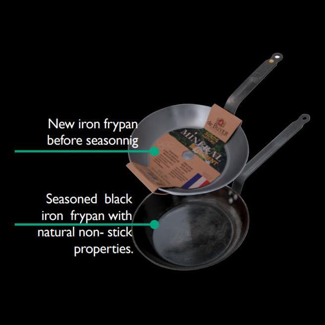 DE BUYER Mineral B Carbon Steel Country Fry Pan with Long Handle, 9.5 in (24 cm) - Canadian Distribution - Ships Free Within Canada on Orders Above CAD $199