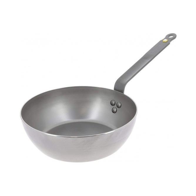 DE BUYER Mineral B Carbon Steel Country Fry Pan with Long Handle, 9.5 in (24 cm) - Canadian Distribution - Ships Free Within Canada on Orders Above CAD $199