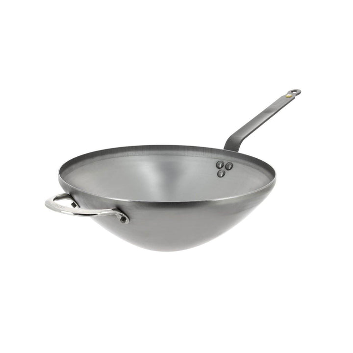 DE BUYER Mineral B Steel Wok with 2 Handles, 12.5"/32cm
