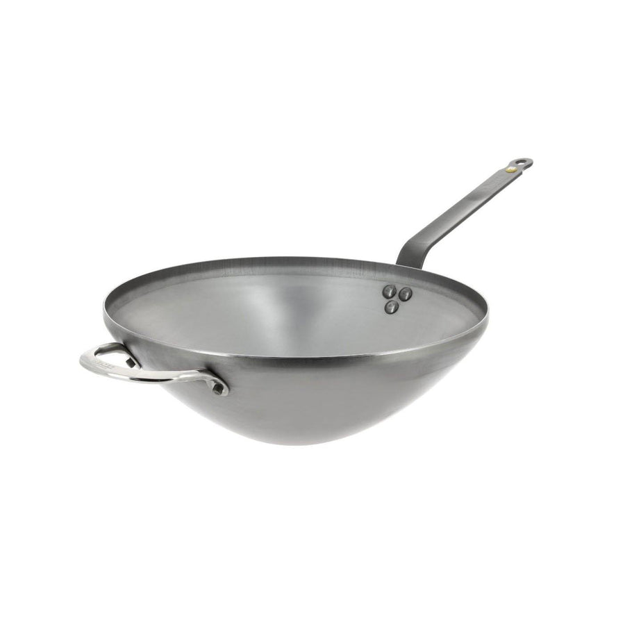 DE BUYER Mineral B Steel Wok with 2 Handles, 12.5"/32cm