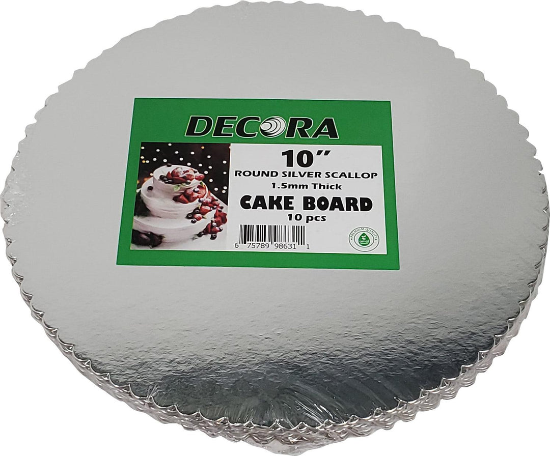 Decora - Feuilles rondes à motif coquille de 25 cm (10 po) - Argent - Épaisseur de 1,5 mm