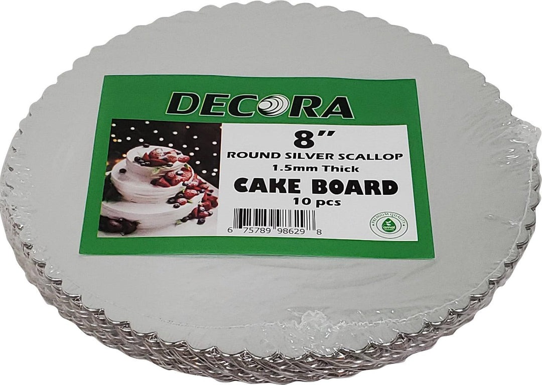 Decora - Feuilles de coquilles Saint-Jacques argentées de 8"" - Rondes - Épaisseur de 1,5 mm
