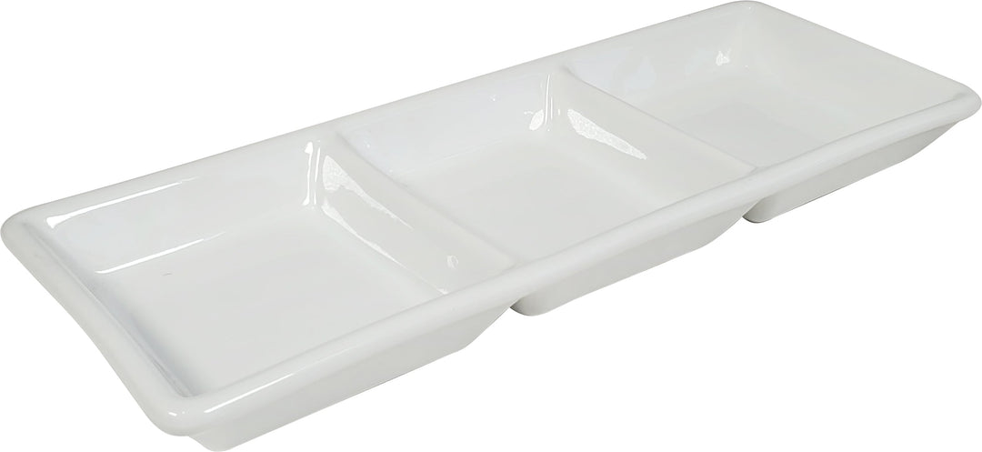 CLR - 3 Compartment 12.5" Ceramic Serving Tray