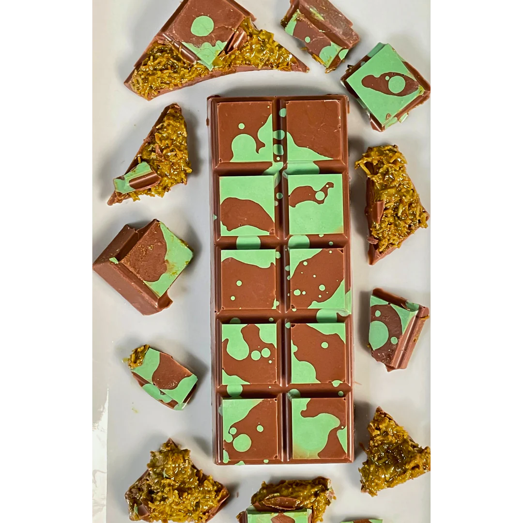 Viral Dubai Chocolate Bars - Private Label With Your Own Company Name - Dubai Chocolate Bar aka Pistachio Kunafa Chocolate Bar - 70g Size Format - Made In Canada