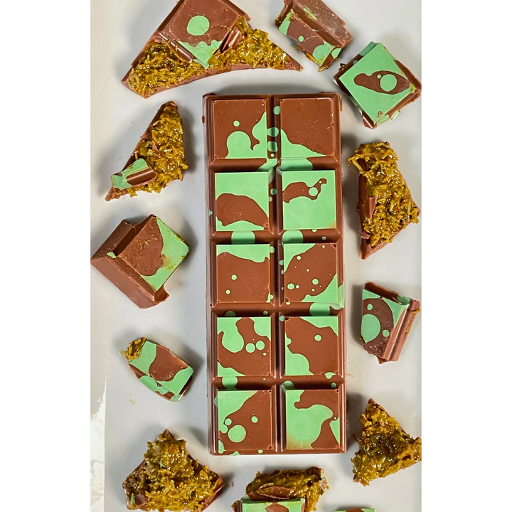 Viral Dubai Chocolate Bars - Private Label With Your Own Company Name - Dubai Chocolate Bar aka Pistachio Kunafa Chocolate Bar - 70g Size Format - Made In Canada