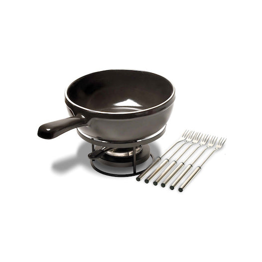 EMILE HENRY Cheese Fondue Set - Charcoal/Burdgundy
