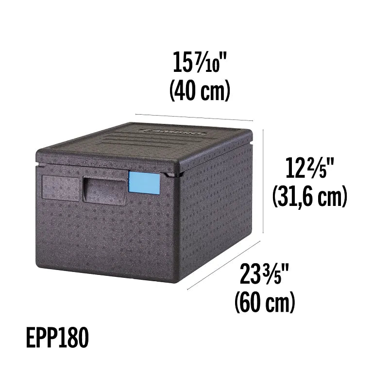 Dimensions for Cambro Black Top Loader Full Size Cam Gobox with Large Handles - EPP180SW110 - Restaurant Equipment and Smallwares - Canadian Distribution