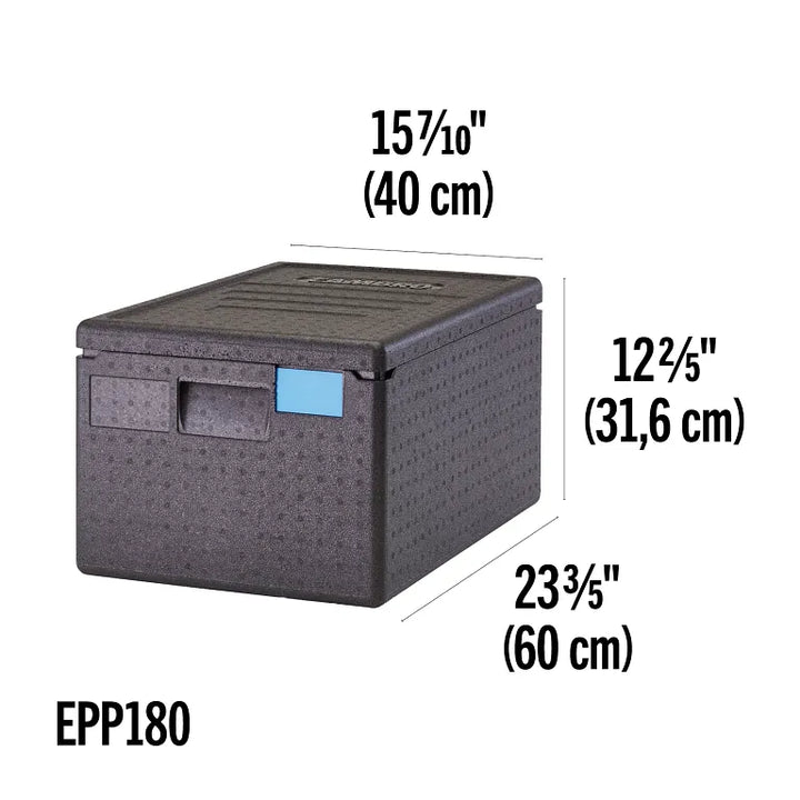 Dimensions for Cambro Black Top Loader Full Size Cam Gobox with Large Handles - EPP180SW110 - Restaurant Equipment and Smallwares - Canadian Distribution