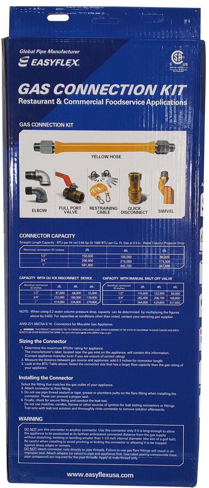 Gas Hose Connector Kit, 3/4" x 48" GHM-034KTC148