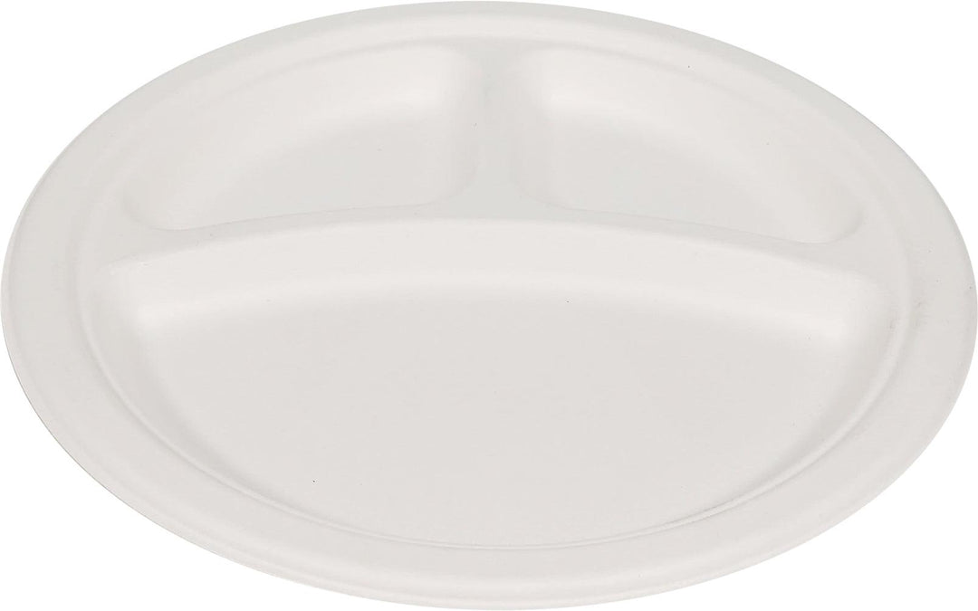 Eco-Craze - 9" 3 Compartment Round Plate- Biodegradable