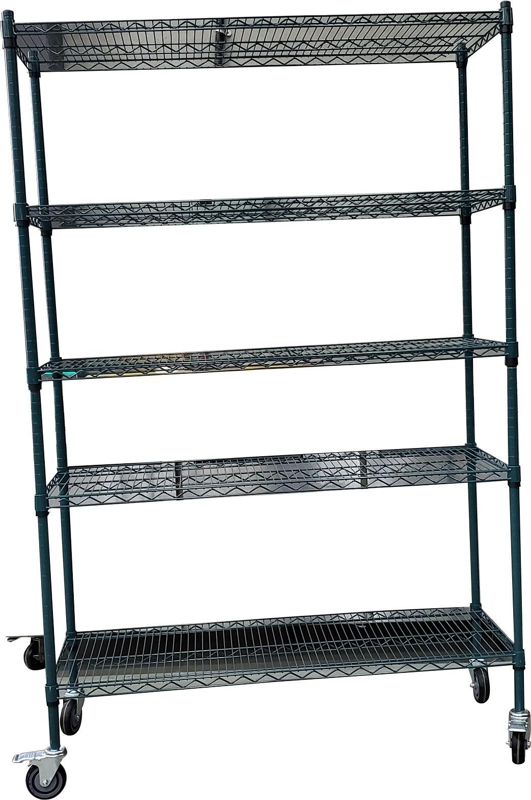 Epoxy - Wire Shelving w/ Wheels - 5 Shelves - 48x18x72"