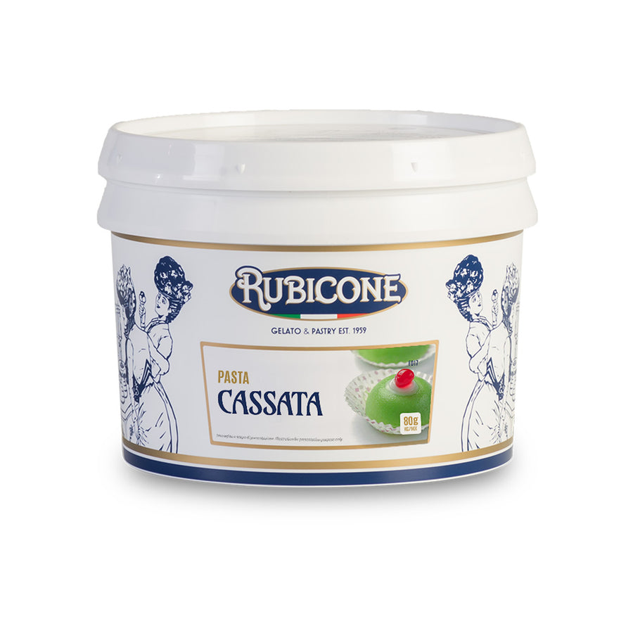 3 KG jar of Rubicone Cassata Classic Gelato Paste on a white background