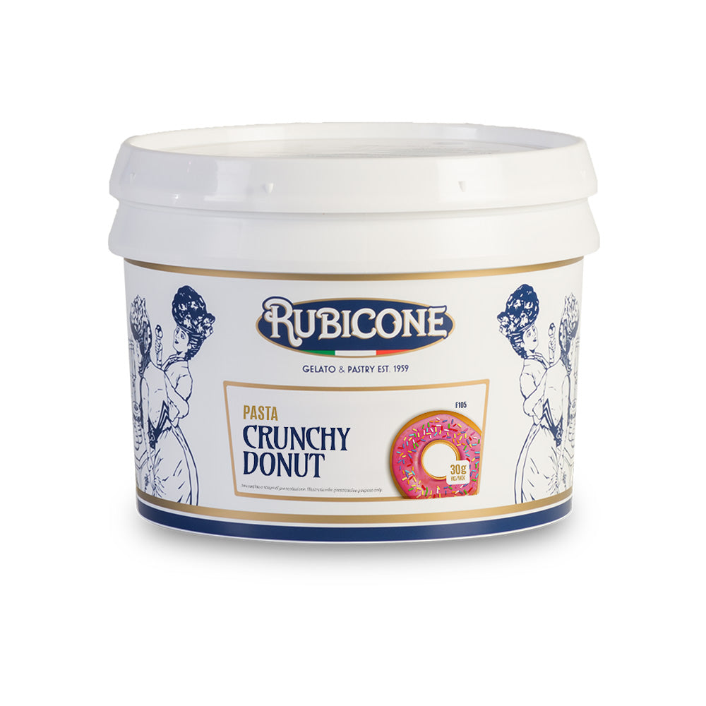 Rubicone Paste 3KG Crunchy Donut container on a white background