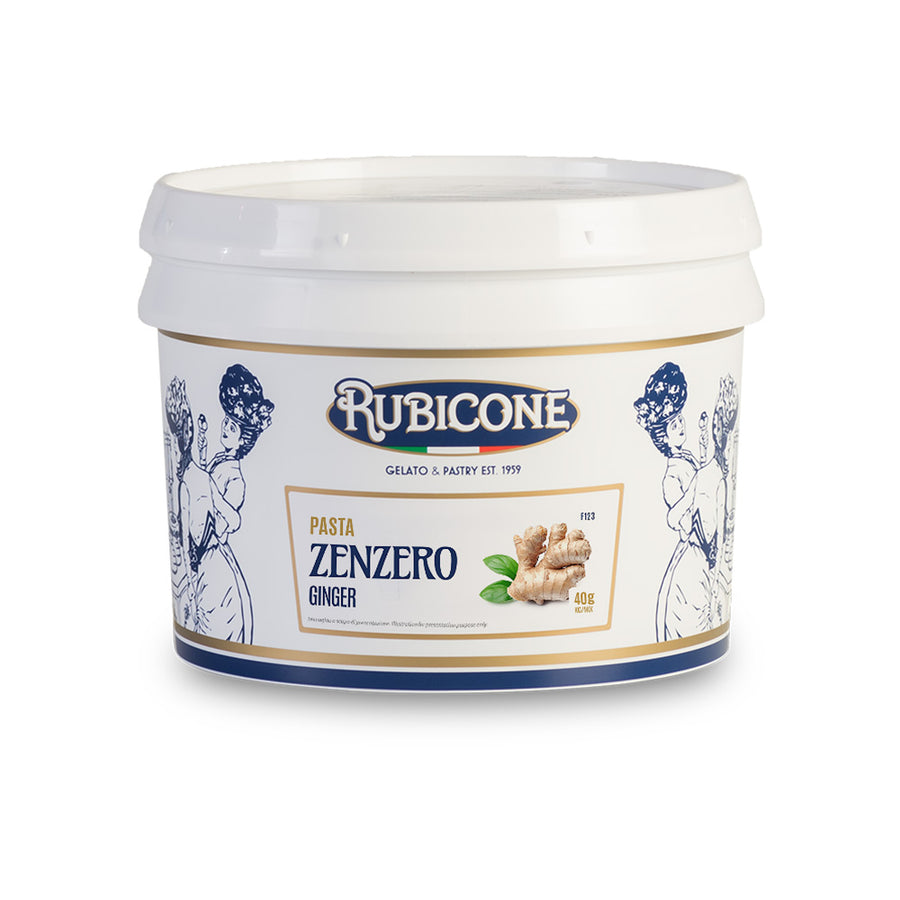 3 KG bucket of Rubicone Ginger Classic Gelato Paste on a white background