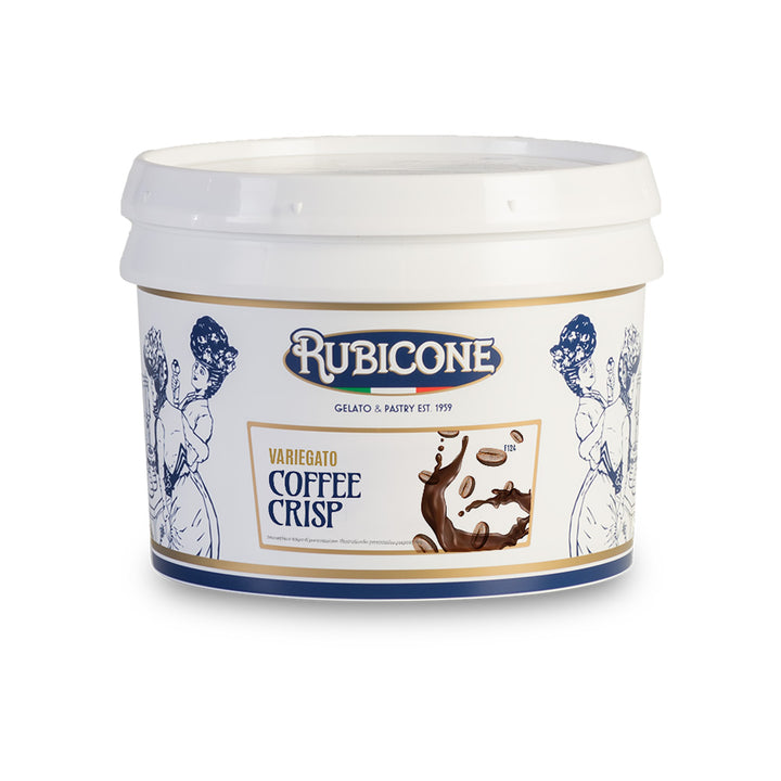 3 KG Bucket of Rubicone Crispy Coffee sauce sundae dessert topping - Variegato coffee crisp - on a white background