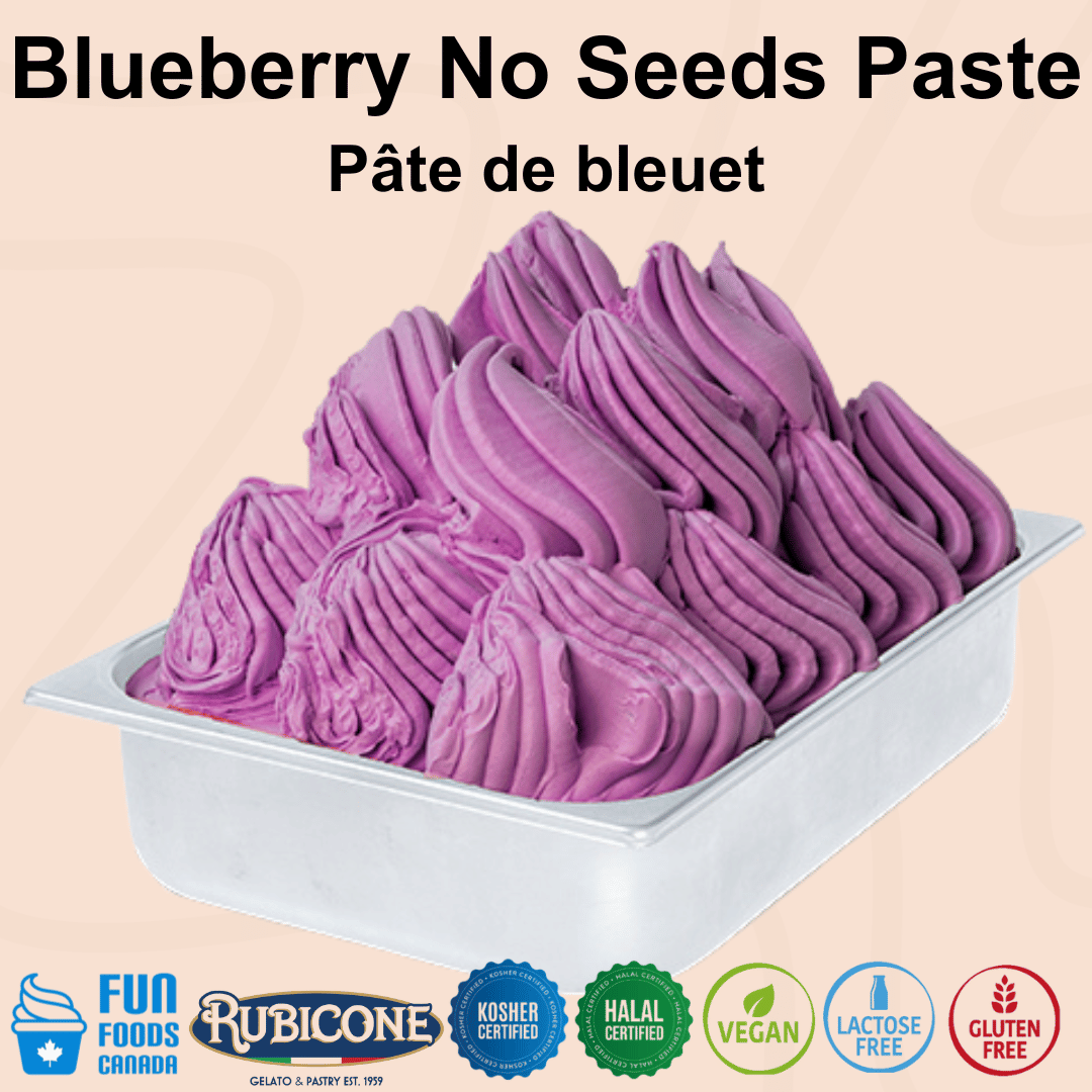 Rubicone Blueberry No Seeds Fruit Paste – Smooth blueberry gelato made with premium Italian seedless fruit paste for artisan gelato, ice cream, frozen yogurt, and pastry.