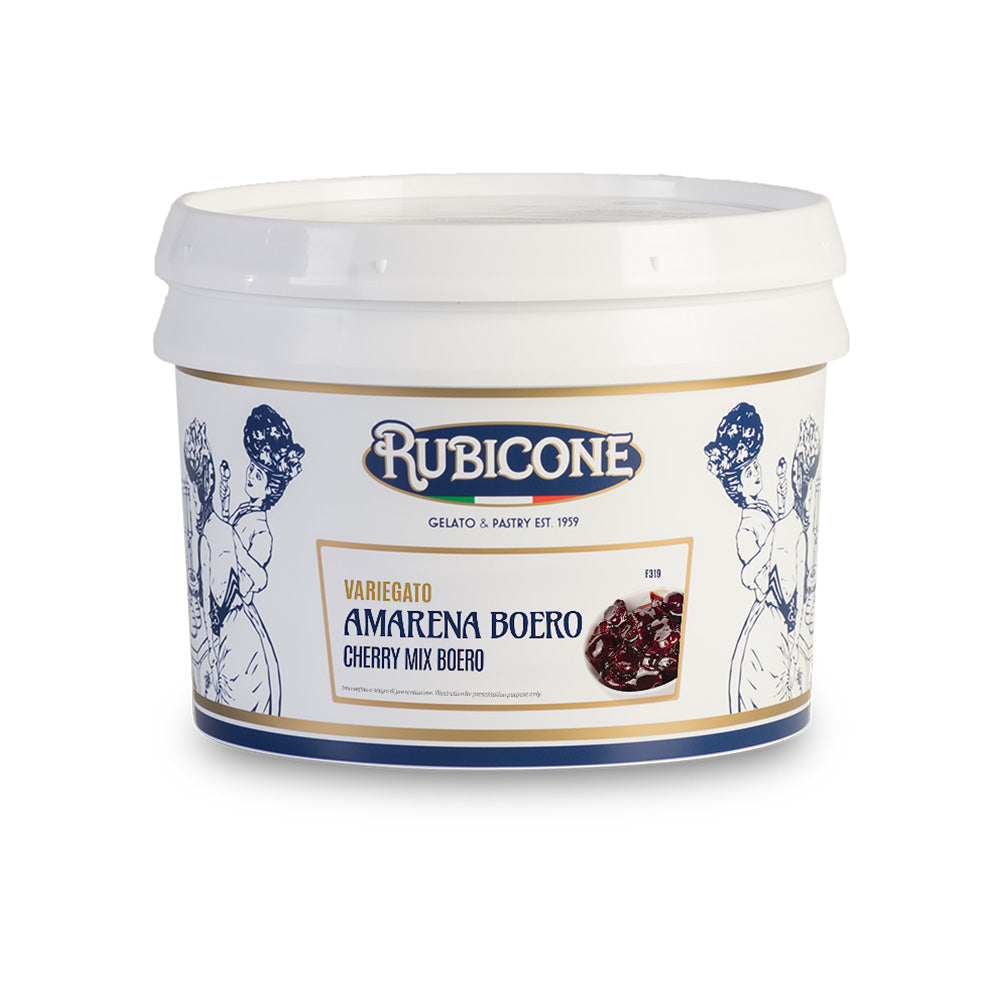 3 KG Bucket of Rubicone Cherry Mix Boero - Variegato Amarena Boero - on a white background