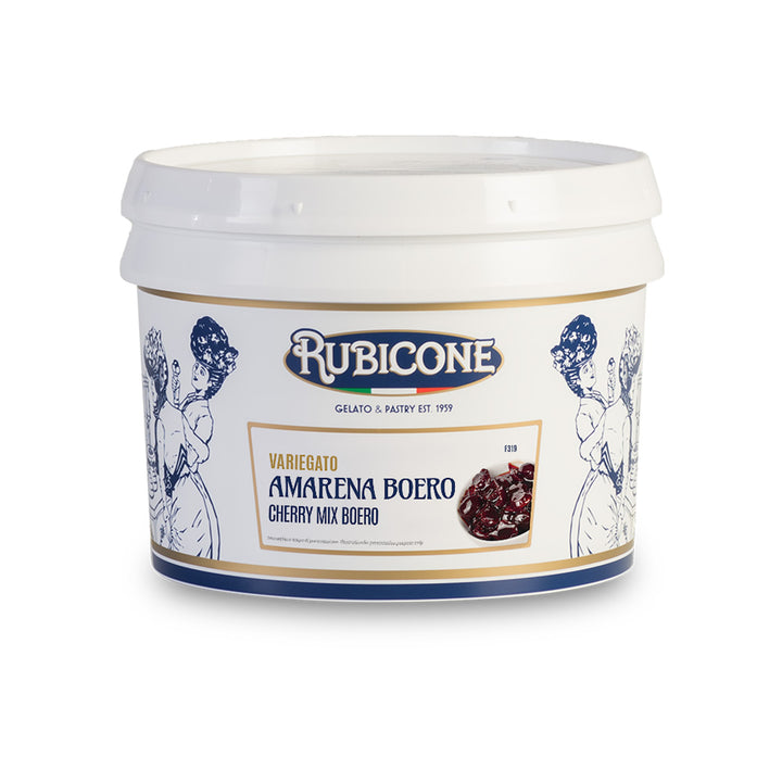 3 KG Bucket of Rubicone Cherry Mix Boero - Variegato Amarena Boero - on a white background