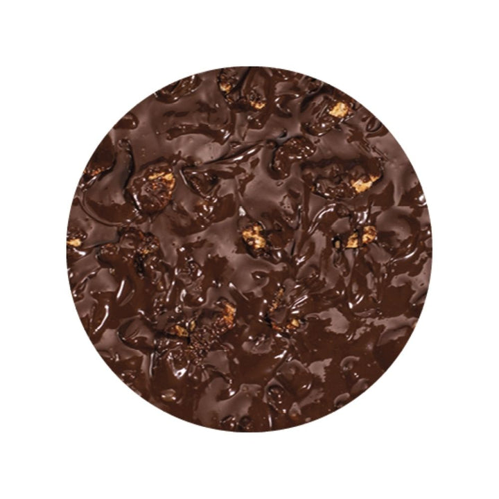Texture Image of Rubicone Choco Flakes sundae dessert topping on a white background