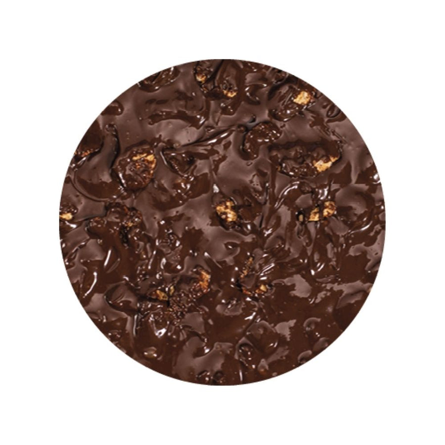 Texture Image of Rubicone Choco Flakes sundae dessert topping on a white background