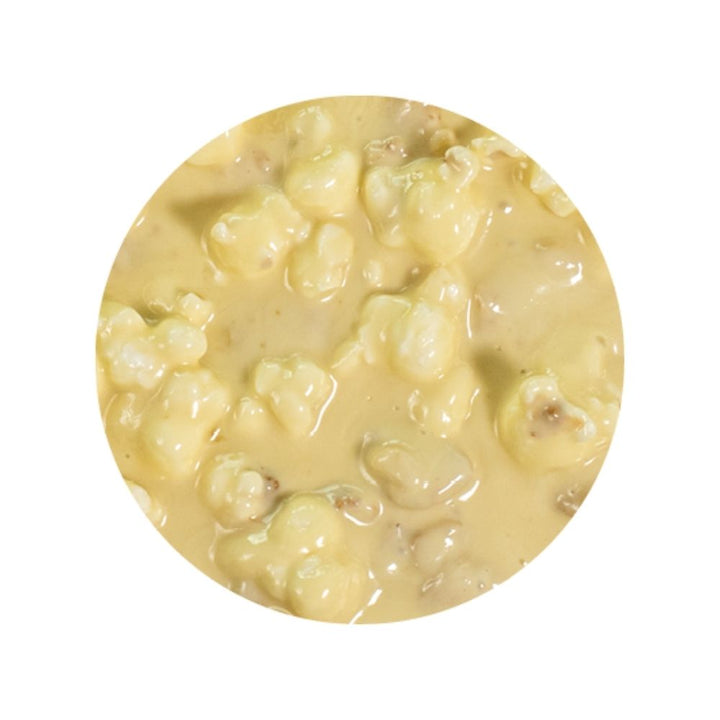 Popcorn sundae dessert topping texture image on a white background
