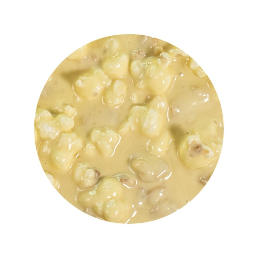 Popcorn sundae dessert topping texture image on a white background