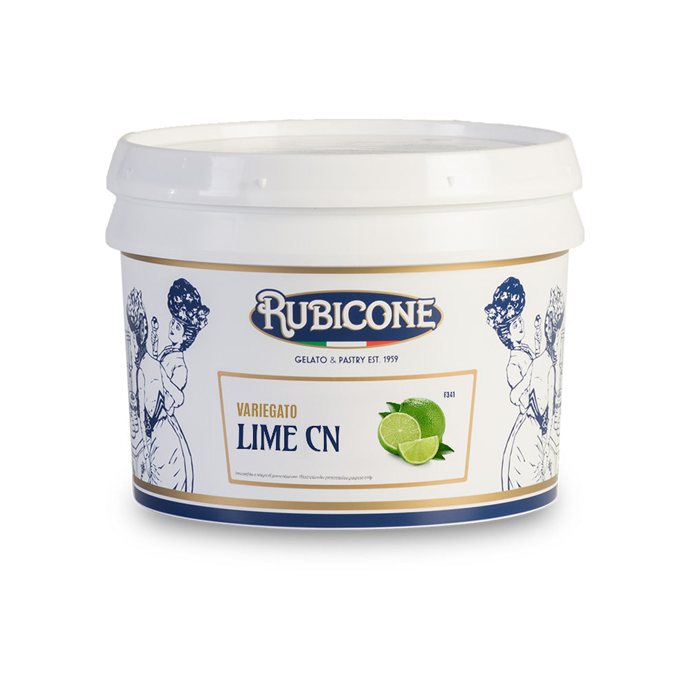 3 KG Bucket of Rubicone Lime CN Sundae Dessert Sauce and Topping - Variegato Lime CN - on a white background