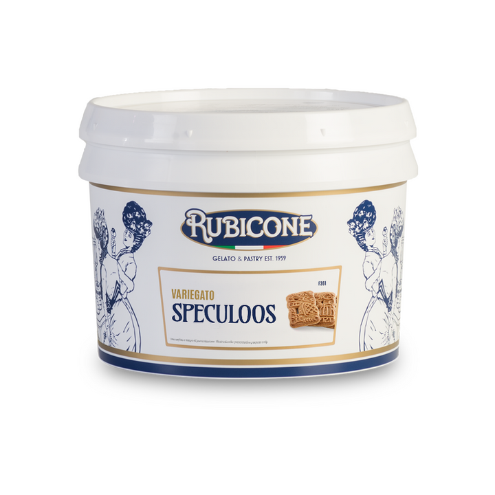 3 KG bucket of cookie butter sundae dessert topping - variegato speculoos - on a white background by Rubicone Canada