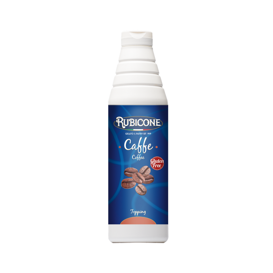 Rubicone Coffee gluten-free topping 1 KG bottle on a white background