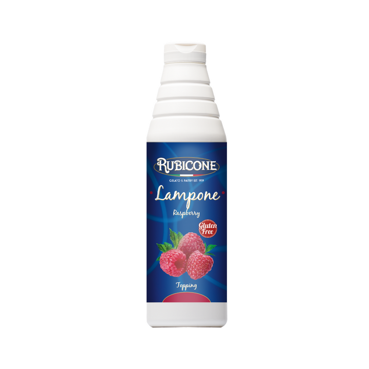 Rubicone raspberry topping 1 KG bottle on a white background