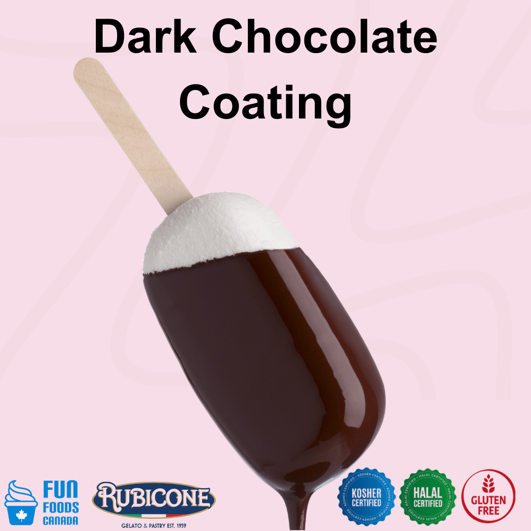 Rubicone Dark Chocolate Coating for gelato bars and frozen desserts – kosher, halal and gluten-free coating.