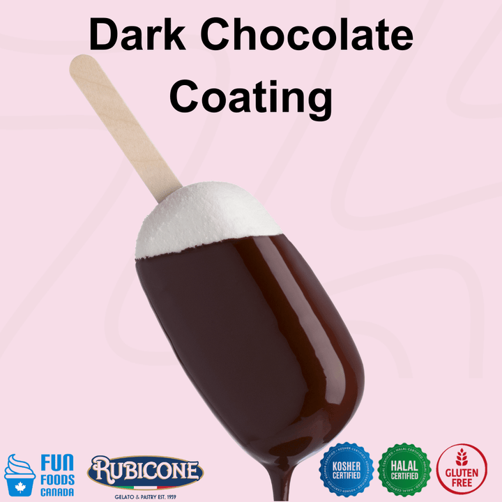 Rubicone Dark Chocolate Coating for gelato bars and frozen desserts – kosher, halal and gluten-free coating.
