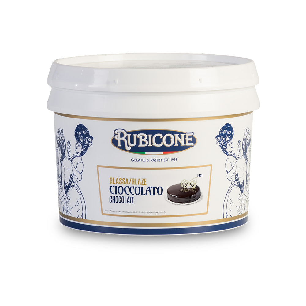Rubicone chocolate mirror glaze 3.5 KG container on a white background