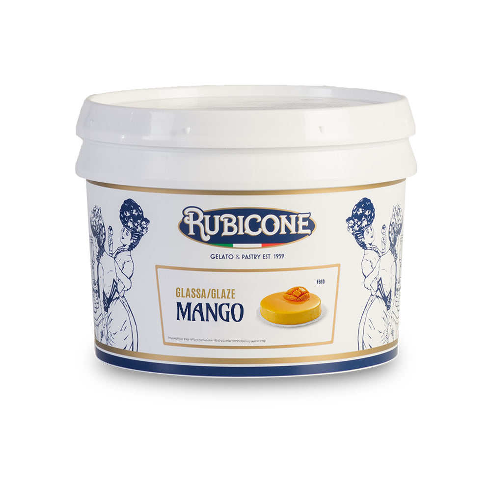Rubicone Mango Mirror Glaze, 3.5 KG bucket on a white background - Canadian distributor of Rubicone