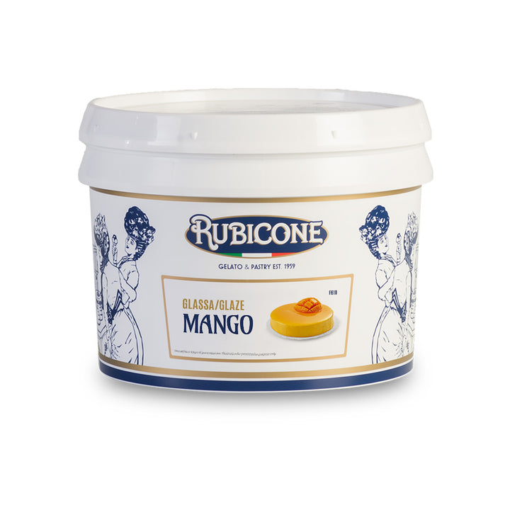 Rubicone Mango Mirror Glaze, 3.5 KG bucket on a white background - Canadian distributor of Rubicone