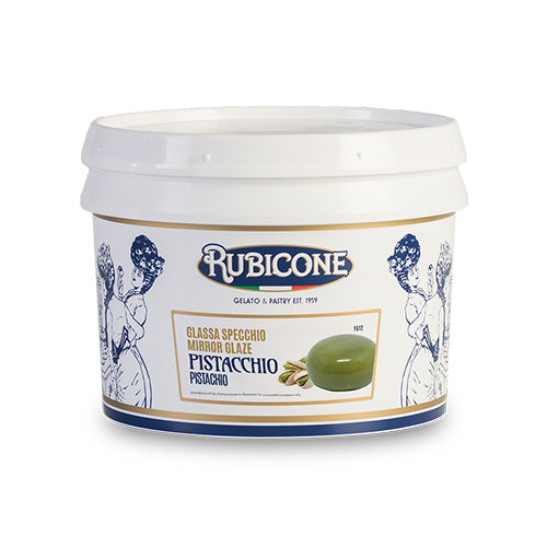 3.5 KG jar of Rubicone Pistachio Mirror Glaze on a white background
