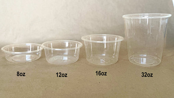 PLA Round Deli Container - 8/12/16/32 oz - 500cs BPI