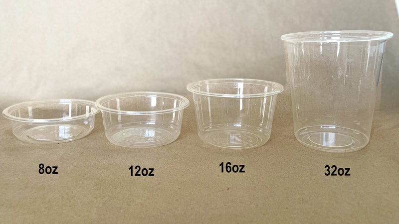 PLA Round Deli Container - 8/12/16/32 oz - 500cs BPI