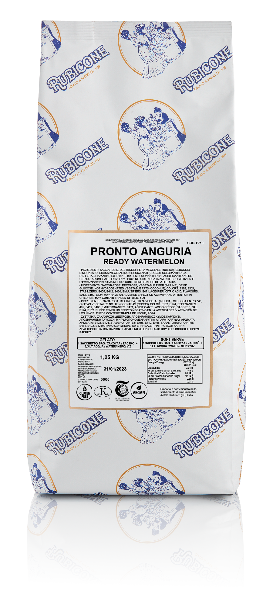 Rubicone Ready Watermelon Base 1.25 KG on a white background - Rubcione Pronto Anguria - Canadian Distribution