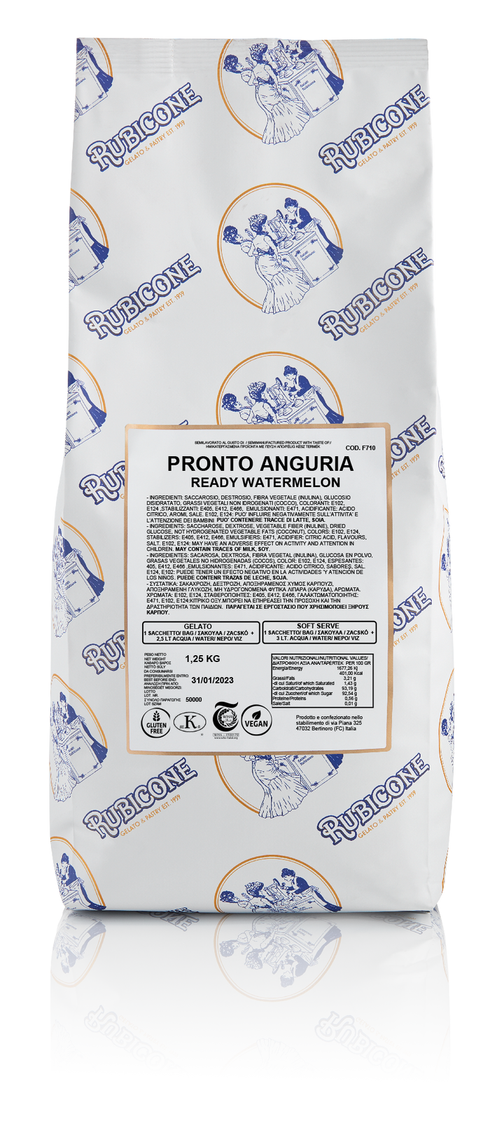 Rubicone Ready Watermelon Base 1.25 KG on a white background - Rubcione Pronto Anguria - Canadian Distribution