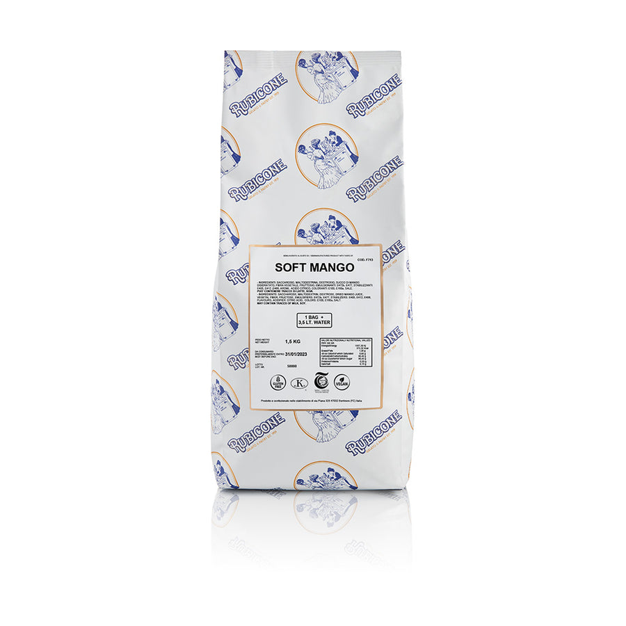 Packaged product labeled 'Soft Mango' with Rubicone brand logo on a white background