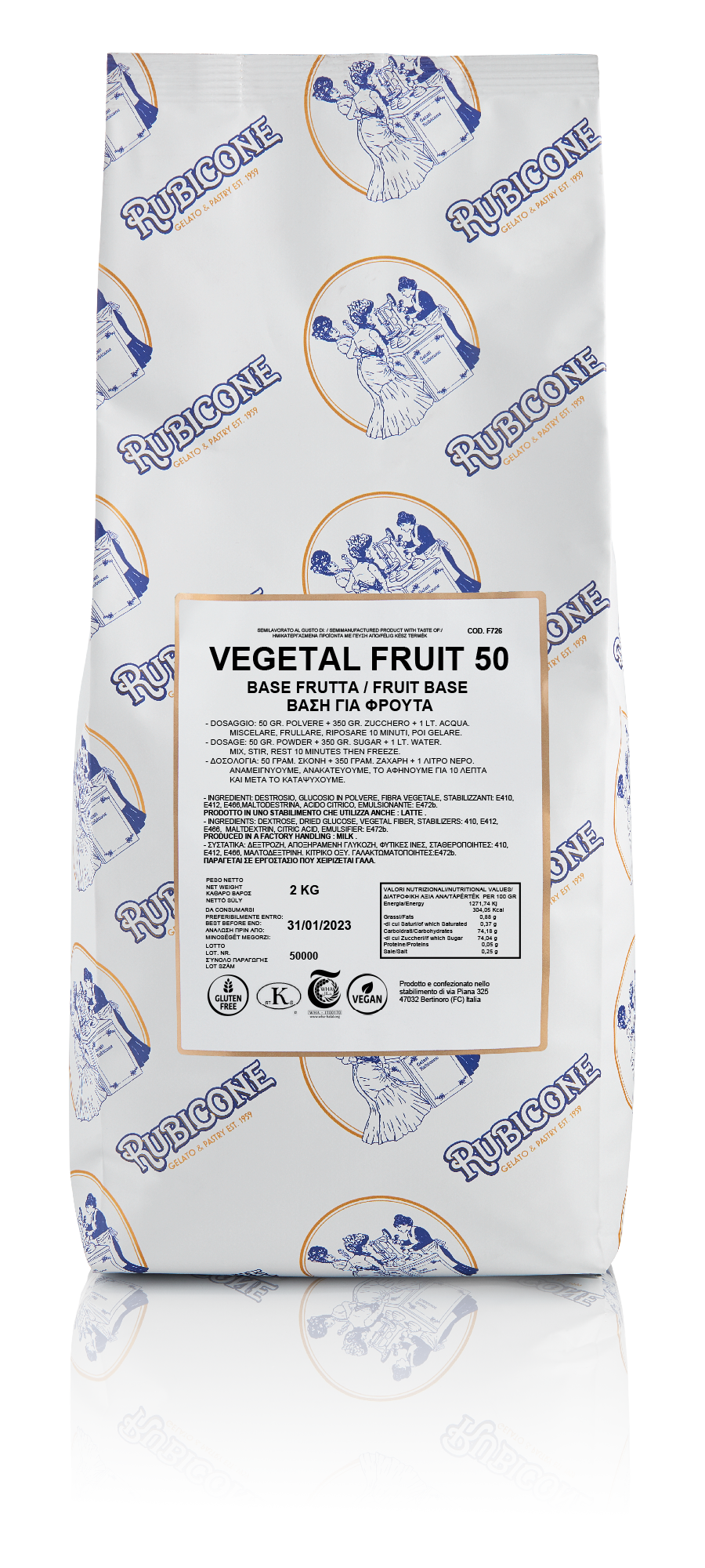 1.5 KG bag of Rubicone Vegetal Fruit 50 on a transparent background