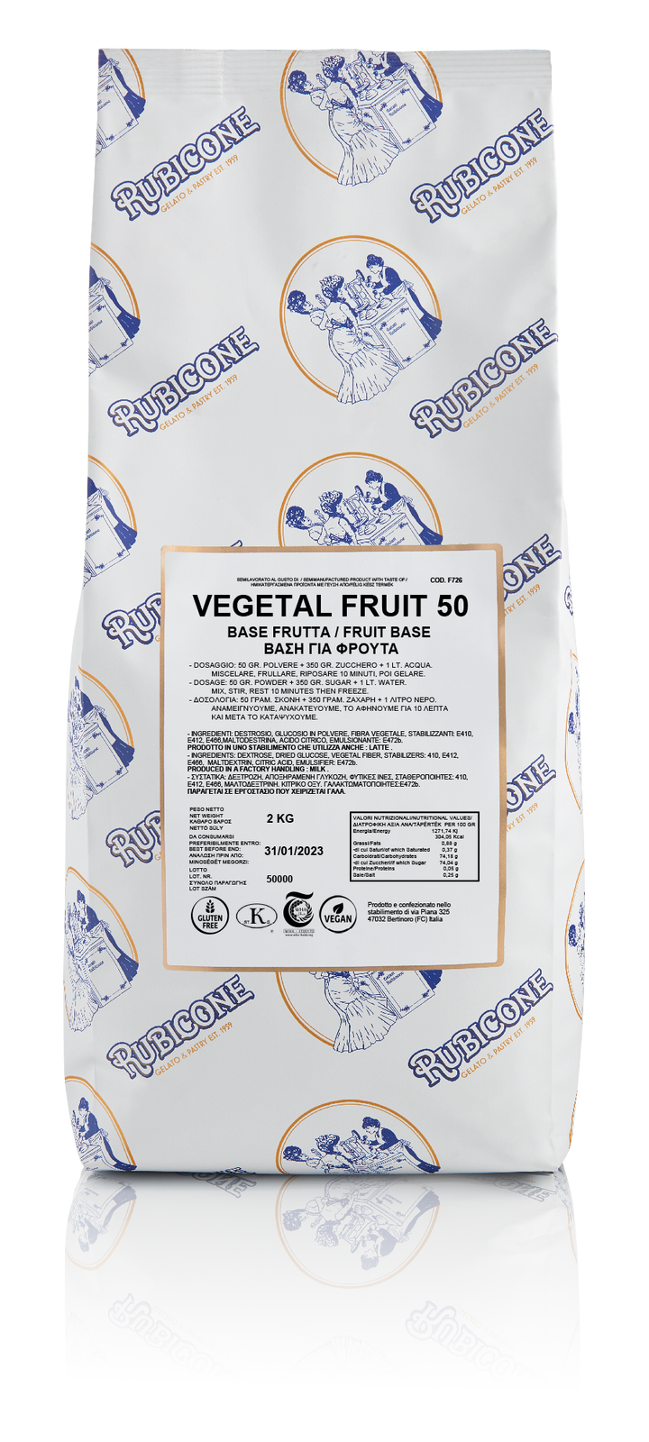 1.5 KG bag of Rubicone Vegetal Fruit 50 on a transparent background