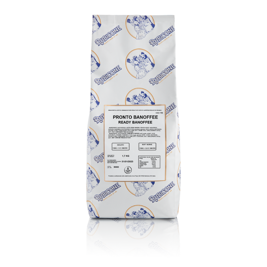 Banoffee Ready Creamy Base "Pronto Banoffee" 1.7 KG bag on a white background by Rubicone Canada