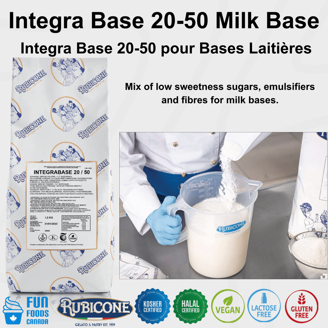 Préparation pour crème glacée molle et gelato au chocolat riche en protéines - HI-PRO Chocolat - Caisse de 8 sacs de 1,55 kg - Rubicone Canada