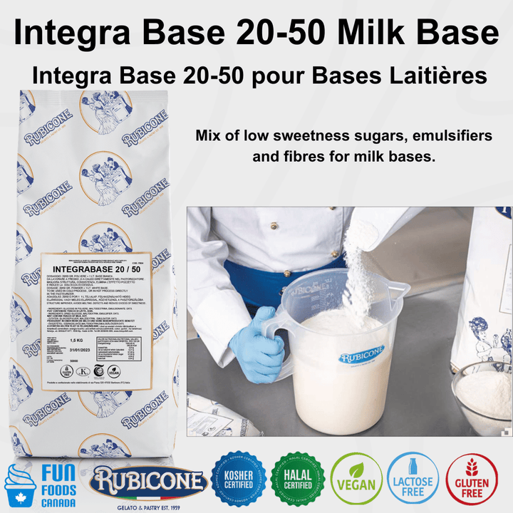 Préparation pour crème glacée molle et gelato au chocolat riche en protéines - HI-PRO Chocolat - Caisse de 8 sacs de 1,55 kg - Rubicone Canada